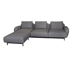 Cane-Line - Aura 3-pers. sofa m/lavt armlæn & chaiselong Højre - Dark grey Cane-line Ambience